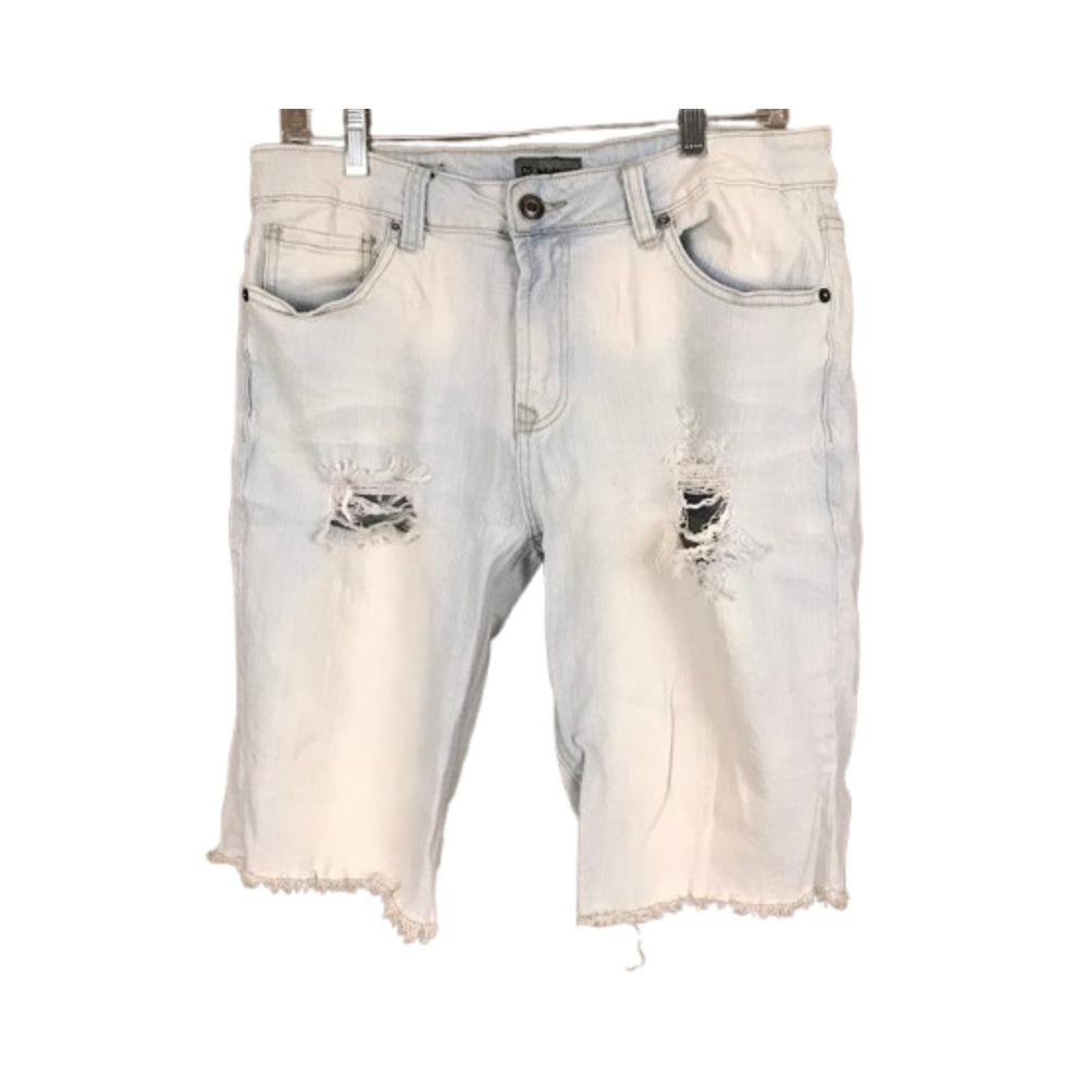 BLACK Distressed Denim Jean Shorts Mens Light Wash Ripped Frayed Hem Casual